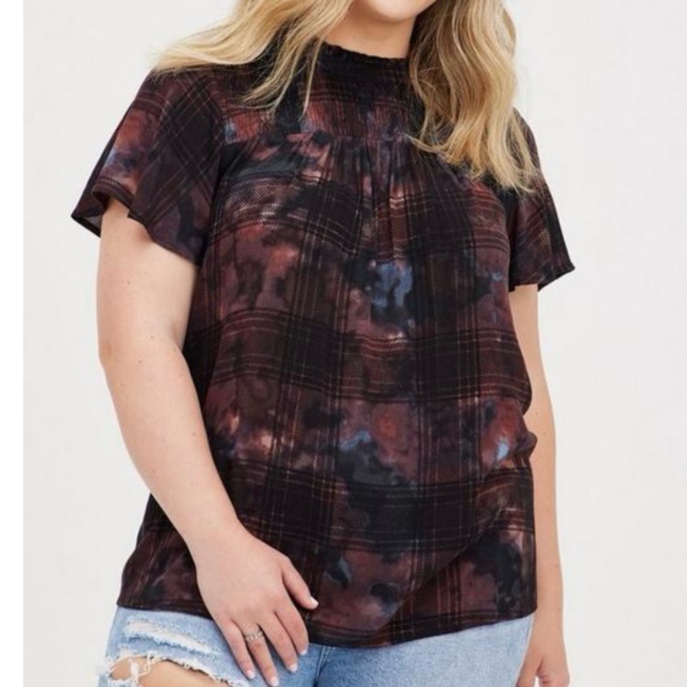 Women’s Torrid Crinkle Gauze Smocked Flutter Sleeve Top Blouse Plus Size 5X